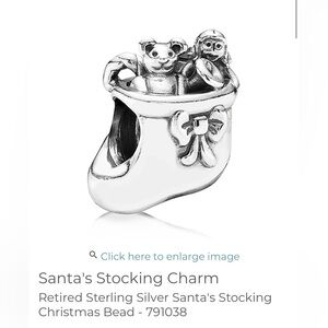 Retired Sterling Silver Santa's Stocking Christmas Bead - 791038